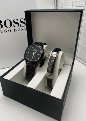 Подарочный набор для мужчины часы, браслет + коробка #21144865