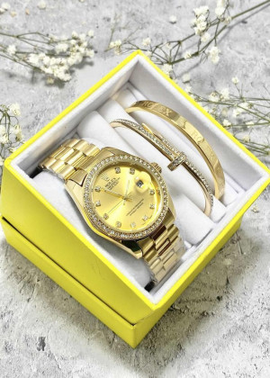 Подарочный набор для женщин часы, 2 браслета + коробка 23244949