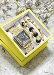 Подарочный набор для женщин часы, 2 браслета + коробка