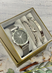 Подарочный набор для женщин часы, 2 браслета + коробка