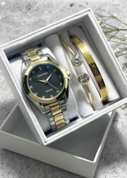 Подарочный набор для женщин часы, 2 браслета + коробка