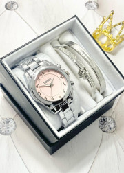 Подарочный набор для женщин часы, 2 браслета + коробка