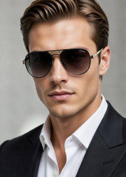 Набор мужские солнцезащитные очки, коробка, чехол + салфетки