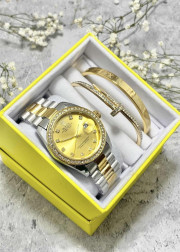 Подарочный набор для женщин часы, 2 браслета + коробка