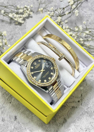 Подарочный набор для женщин часы, 2 браслета + коробка 23304517