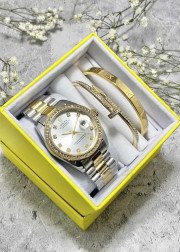 Подарочный набор для женщин часы, 2 браслета + коробка