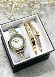 Подарочный набор для женщин часы, 2 браслета + коробка