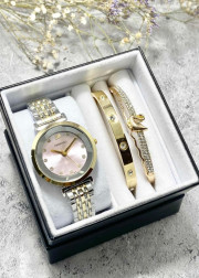 Подарочный набор для женщин часы, 2 браслета + коробка