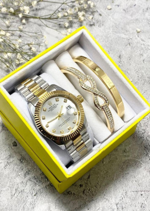 Подарочный набор для женщин часы, 2 браслета + коробка 23304583