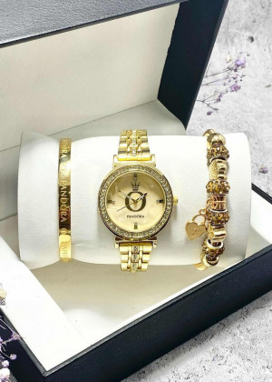 Подарочный набор для женщин часы, 2 браслета + коробка 23304619