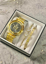 Подарочный набор для женщин часы, 2 браслета + коробка