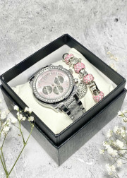 Подарочный набор для женщин часы и браслет+ коробка