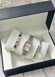 Подарочный набор для женщин часы, 2 браслета + коробка