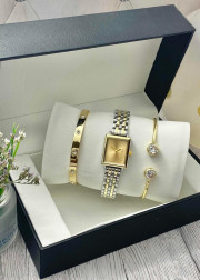 Подарочный набор для женщин часы, 2 браслета + коробка