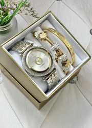 Подарочный набор для женщин часы, 2 браслета + коробка