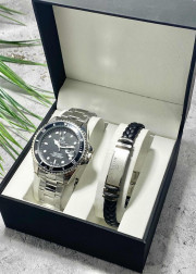 Подарочный набор для мужчины часы и браслет + коробка