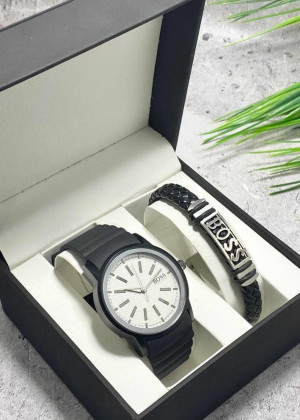 Подарочный набор для мужчины часы и браслет + коробка 23304833